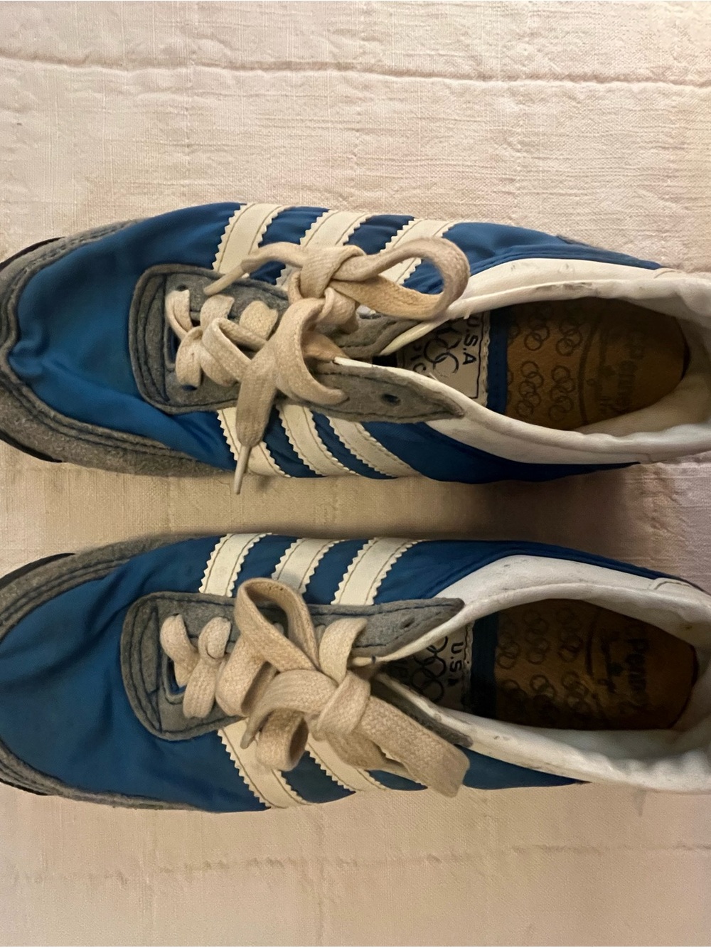 Vintage jcpenney Blue and White Retro Lace-Up Sneakers-olympic version
